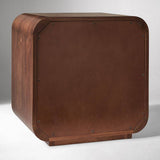 Mid-Century Curved Walnut Nightstand with 2 Drawers
