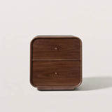 Mid-Century Curved Walnut Nightstand with 2 Drawers
