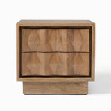 2-Drawer Nightstand for Bedroom with Carved Wave Front