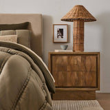 2-Drawer Nightstand for Bedroom with Carved Wave Front