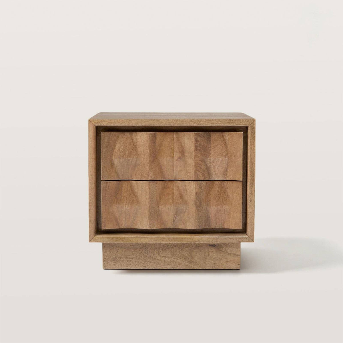2-Drawer Nightstand for Bedroom with Carved Wave Front