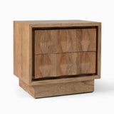 2-Drawer Nightstand for Bedroom with Carved Wave Front