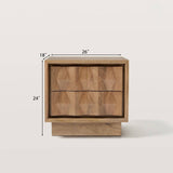 2-Drawer Nightstand for Bedroom with Carved Wave Front