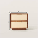 Mid-Century Wood Nightstand with Rattan Drawer Fronts