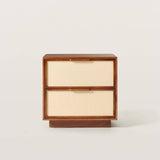 Mid-Century Wood Nightstand with Rattan Drawer Fronts
