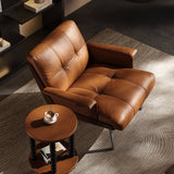 Mid-Century Leather Armchair Lounge Chair with Ottoman