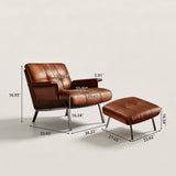 Mid-Century Leather Armchair Lounge Chair with Ottoman