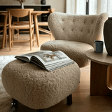Mid-Century Teddy Fleece Lounge Chair Set with Wood Legs