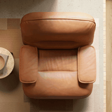 Curved Leather Lounge Chair with Armrests for Living Room