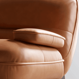Curved Leather Lounge Chair with Armrests for Living Room