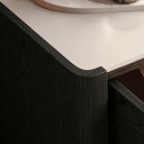 Minimalist 2-Drawer Nightstand with Stone Top for Bedroom