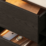 Minimalist 2-Drawer Nightstand with Stone Top for Bedroom
