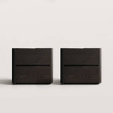 Minimalist 2-Drawer Nightstand with Stone Top for Bedroom