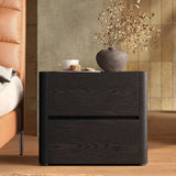 Minimalist 2-Drawer Nightstand with Stone Top for Bedroom