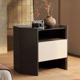 Diamond Shaped Nightstand with Glass Top and Open Shelf