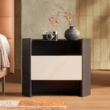 Diamond Shaped Nightstand with Glass Top and Open Shelf