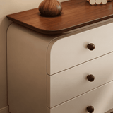 Extendable Cream Makeup Vanity with 6-Drawer Dresser