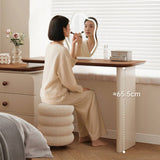 Extendable Cream Makeup Vanity with 6-Drawer Dresser