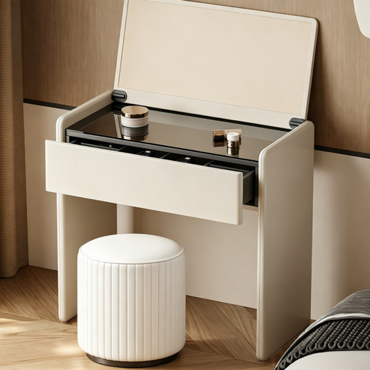 Compact Flip-Top Makeup Vanity Desk with Large Hidden Mirror