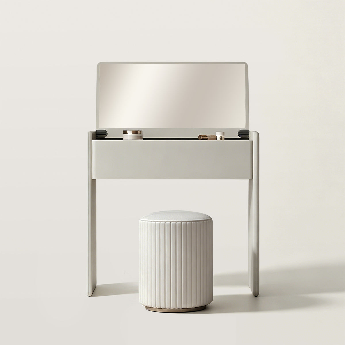 Compact Flip-Top Makeup Vanity Desk with Large Hidden Mirror