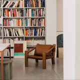 Modern Leather Lounge Chair Accent Chair with Wood Frame