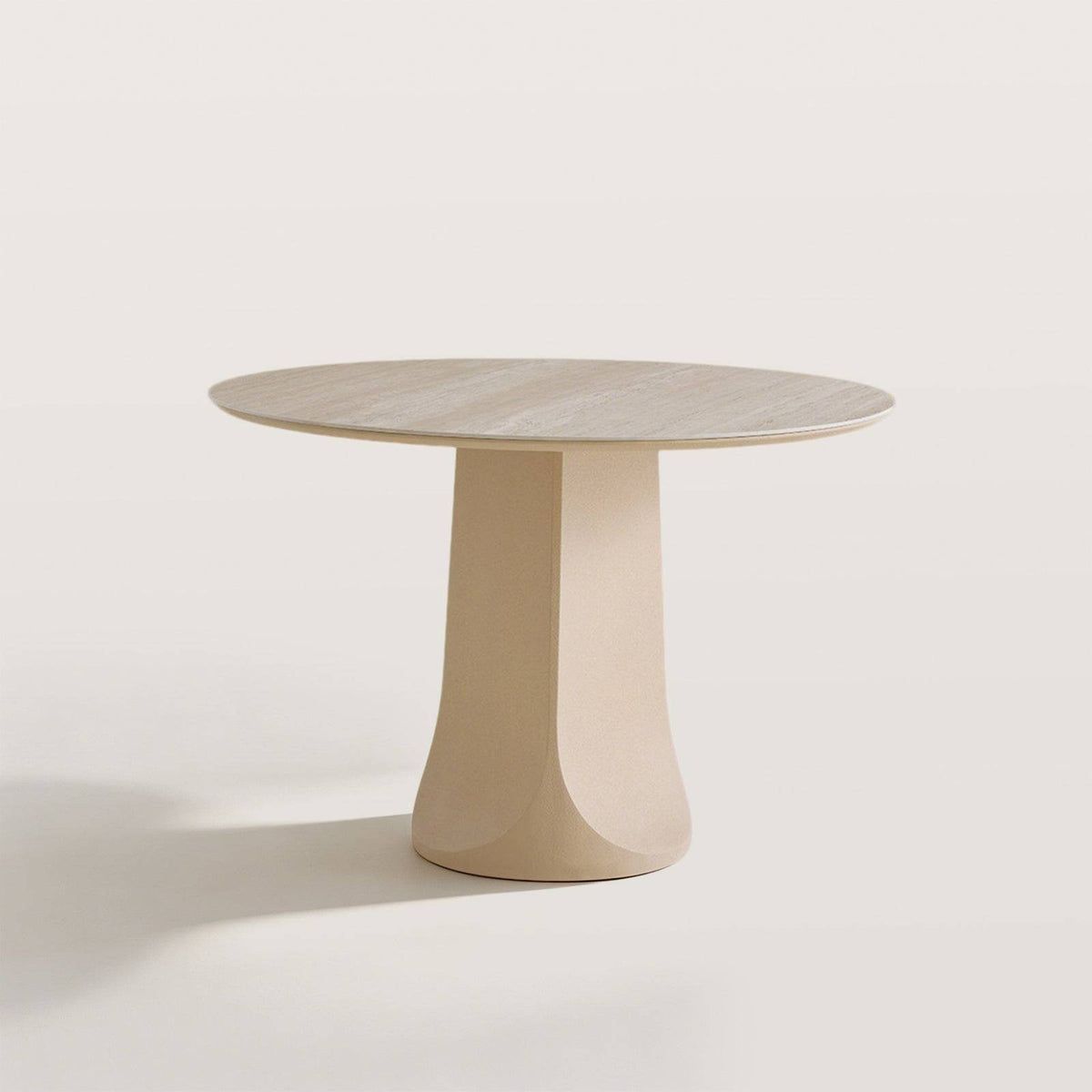 Organic Curved Round Dining Table with Flared Pedestal