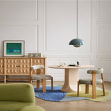 Organic Curved Round Dining Table with Flared Pedestal