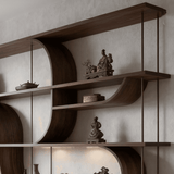 Asymmetrical Curved Wood Display Shelf for Home Decors