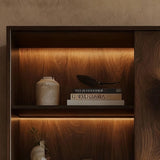 Ash Wood Display Cabinet with 4-Tier Shelving for Storage