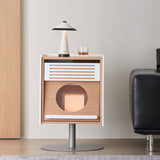 Modern Geometric Side Cabinet with Open Storage Shelf