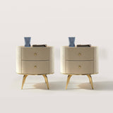 Circular Nightstand with Metal Legs and Double-layer Storage