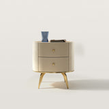 Circular Nightstand with Metal Legs and Double-layer Storage