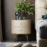 Circular Nightstand with Metal Legs and Double-layer Storage