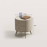 Circular Nightstand with Metal Legs and Double-layer Storage
