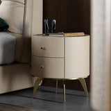 Circular Nightstand with Metal Legs and Double-layer Storage