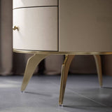 Circular Nightstand with Metal Legs and Double-layer Storage