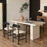 Rectangular Sintered Stone Dining Table with Grain for 4-6 People