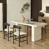 Rectangular Sintered Stone Dining Table with Grain for 4-6 People