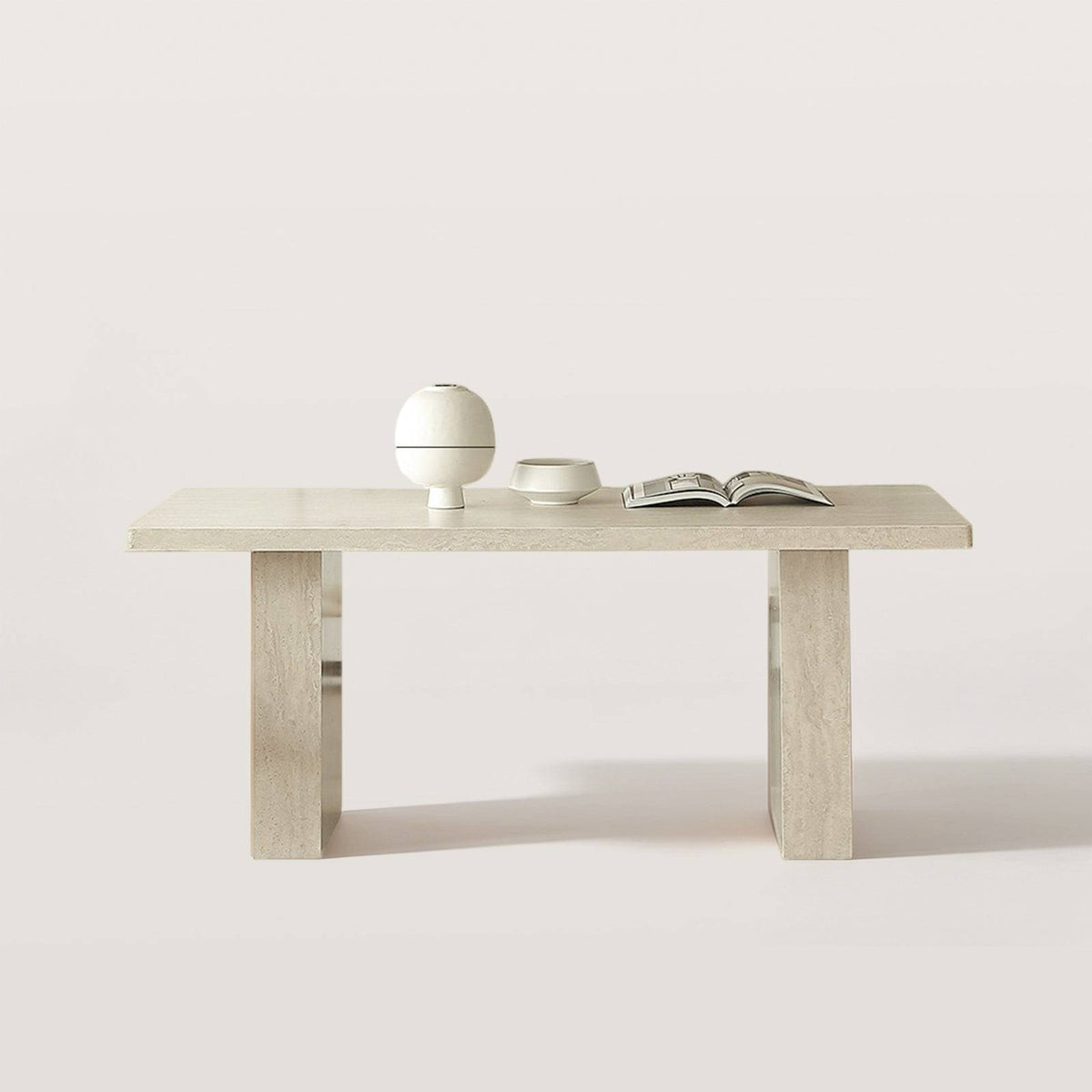 Rectangular Sintered Stone Dining Table with Grain for 4-6 People