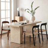 Rectangular Sintered Stone Dining Table with Grain for 4-6 People