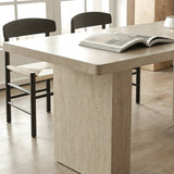 Rectangular Sintered Stone Dining Table with Grain for 4-6 People