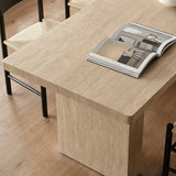 Rectangular Sintered Stone Dining Table with Grain for 4-6 People