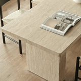 Rectangular Sintered Stone Dining Table with Grain for 4-6 People