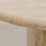 Natural Travertine Round Dining Table with 3 Column Legs