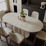 Sintered Stone Dining Table with Wavy Pedestal Base
