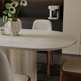 Sintered Stone Dining Table with Wavy Pedestal Base
