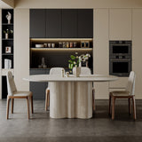 Sintered Stone Dining Table with Wavy Pedestal Base