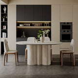 Sintered Stone Dining Table with Wavy Pedestal Base