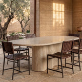 Sculptural Marble Dining Table with Wavy Pedestal Base