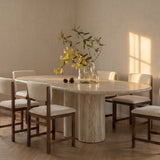 Sculptural Marble Dining Table with Wavy Pedestal Base